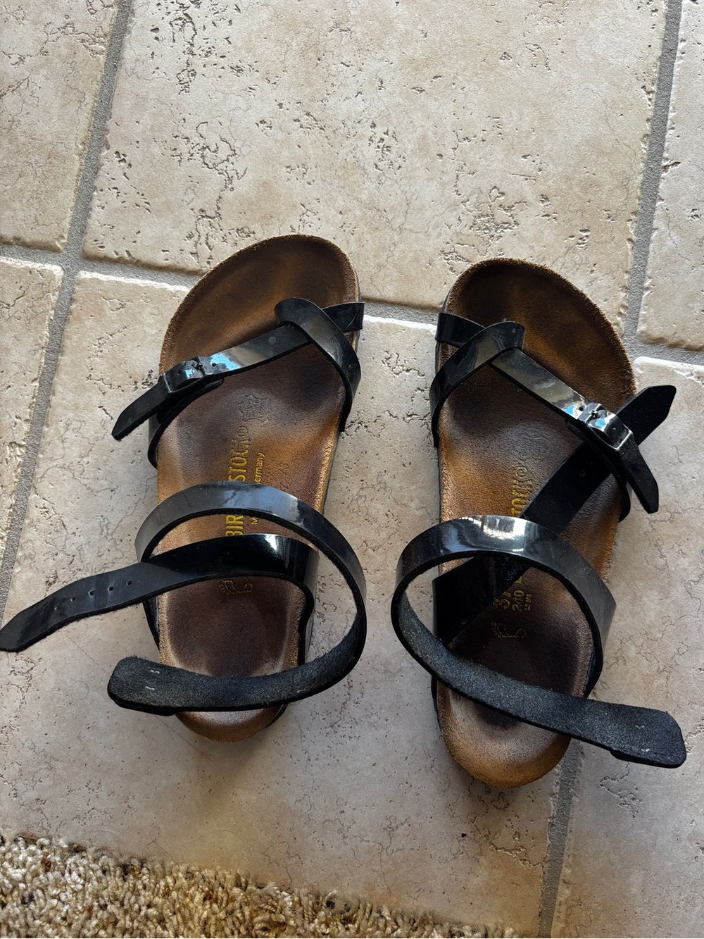 Birkenstock Black Patent Leather Strappy Women’s Sandals
